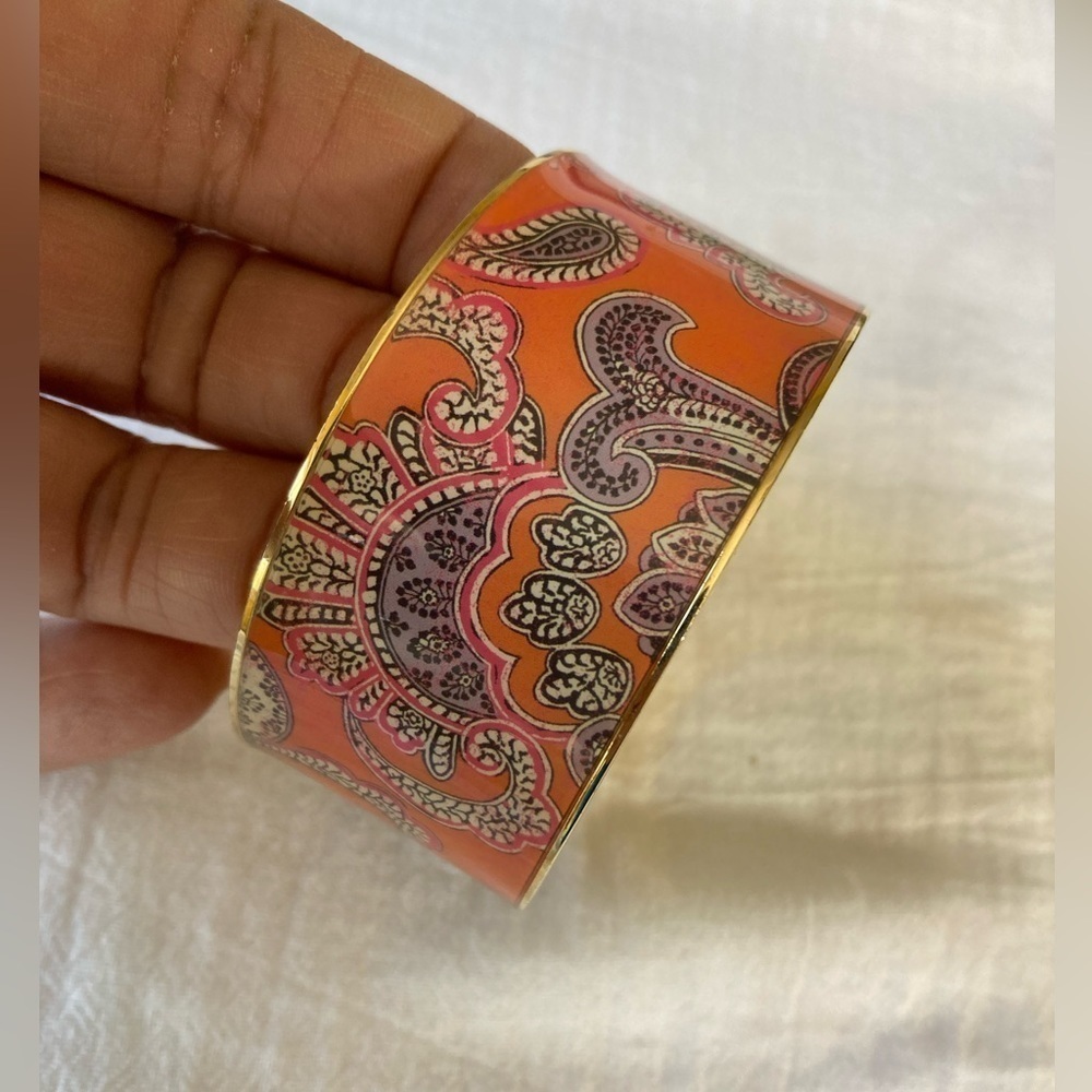 Brooks Brothers Orange Paisley Statement Bangle Bracelet